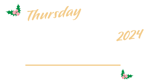 Date time and location graphic for holiday open house